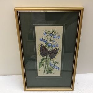 Cash’s of England Woven Silk Small framed Picture Flowers & Butterflies Art Men